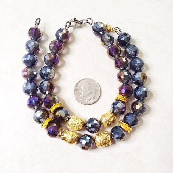 Sparkling Gold Buddha Bracelet! Faceted Bling Beads! Gorgeous Color Reflections - Picture 2 of 9